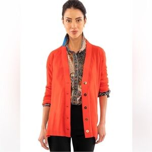 Gretchen Scott Designs Heaven Grosgrain Bright Orange V-Neck Button Cardigan
